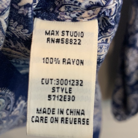 Max Studio Blue Pink White Boho Print Tunic Top - Picture 9 of 10